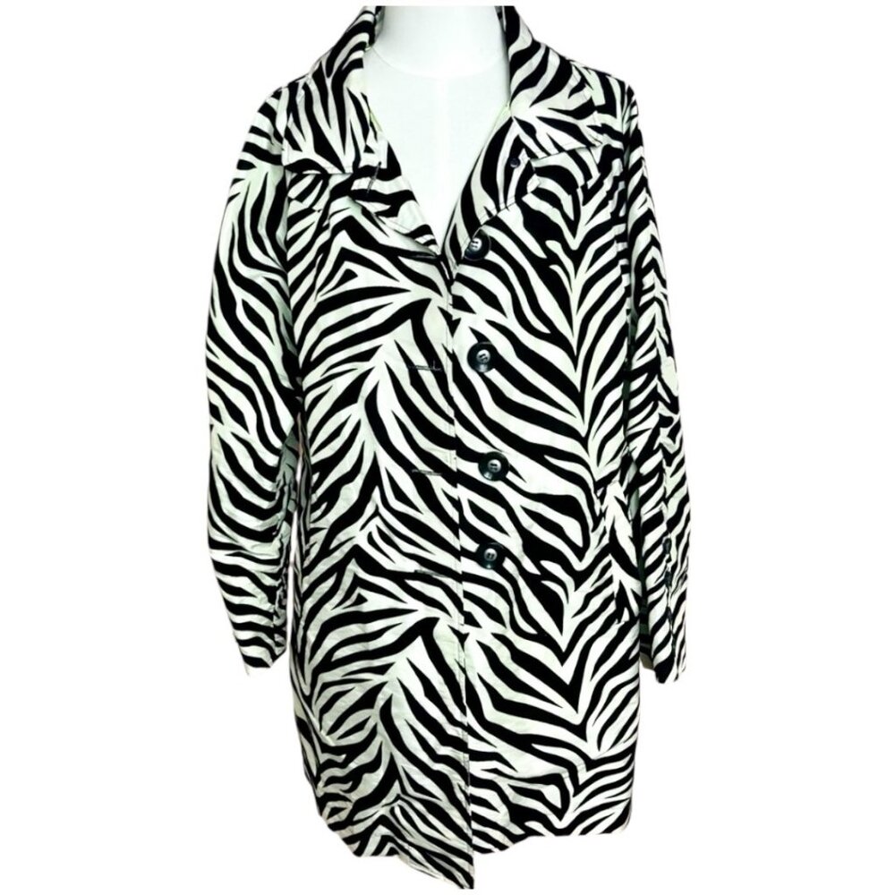 Ubu Flocked Zebra Print Button Down Coat Jacket S… - image 1